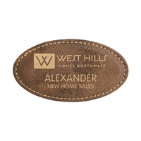 Laser Engraved Stitched Leatherette Badge w/ Magnetic Back