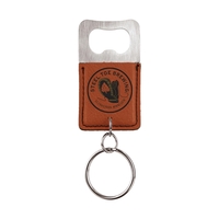 Laser Engraved Leatherette Key Tag with Bottle Opener