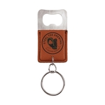Laser Engraved Leatherette Key Tag with Bottle Opener