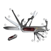 14-in-1 Stainless Steel Multi Function Knife with Wood Inser