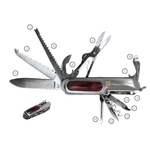 14-in-1 Stainless Steel Multi Function Knife with Wood Inser