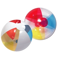 Inflatable translucent multi-color beach ball. Size 16" deflated., Phthalate...