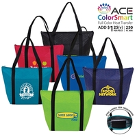 Hot/cold cooler tote features foil lined interior to keep food insulated.......