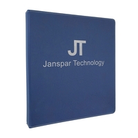 10.5" x 11.5" x 1.5" blue and silver PU leatherette 3-ring... from ASI 74601...