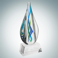 This hand-crafted Art Glass Teal Aurora Award with Clear... from ASI 47791...