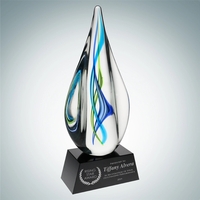 This hand-crafted Art Glass Teal Aurora Award with Clear... from ASI 47791...