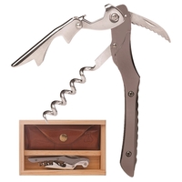 Waiter's corkscrew that features a bronze aluminum handle in a wood... from...
