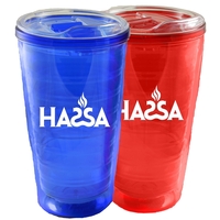 17 oz. capacity double wall tumbler with dual purpose snap on... from ASI...