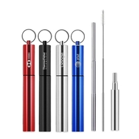 Retract-A-Straw with a telescopic straw, cleaning brush, and a stainless...