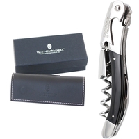 Handcrafted two-lever corkscrew with a horn handle and leather pouch... from...