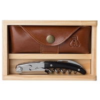 Waiter's corkscrew set that features a corkscrew with a black horn... from...