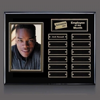 Piano black finish plaque, holds 4" x 6" vertical photo and... from ASI 84592...
