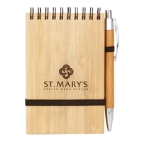 Bamboo wire-bound notepad with pen.... from ASI 46755 Cosmo Promos