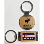 Fancy Wood Key Tag - Circle and Rectangle