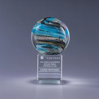 Art glass award with optic crystal base, two size options, gift... from ASI...
