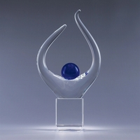 Art glass award with optic crystal base, two size options, gift... from ASI...