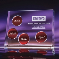 6.5" x 8.5" x 2.25" optic crystal award with circular plaque... from ASI...