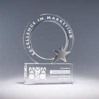 9" x 6.75" x 2" optic crystal Ream award with circle... from ASI 62985 J....
