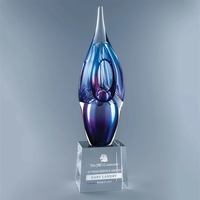19" x 5" x 5" art glass award with optic crystal... from ASI 62985 J. Charles