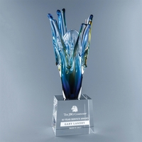 17.5" x 6.5" x 6" art glass award with optic crystal... from ASI 62985 J....