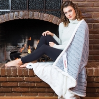 50" x 60" cable-knit chenille throw blanket with a zipper vinyl... from ASI...