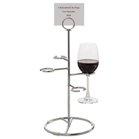 Deluxe tiered flight holder holds four stemware wine glasses at tiered......