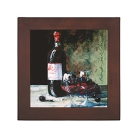 Ceramic Trivet w/ Wine Bottle and Two Glasses Art Image