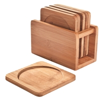 Set of six bamboo wine bottle or glass coasters with holder.... from ASI...