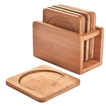 Coaster with Bamboo Holder, Set of 6