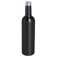 Wine Bottle Triple-Wall Flask, Black Textured Stainless Steel... from ASI...