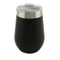 Triple-Wall Stemless Wine Glass, S/S, 12 oz. Black Textured with Tritan®......