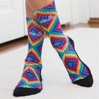 Multi-colored crew socks featuring cotton toes and heels and edge to... from...