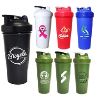 27 ounce solid plastic fitness shaker bottle with lid and metal... from ASI...