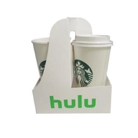 Drink carrier made of white chipboard with built-in handles and custom......