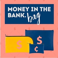 Horizontal bank bag, expanded vinyl with zipper closure, 10.5"W x 5.5"H.......