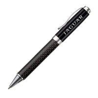 Metal twist-action ballpoint pen with chrome trim and carbon fiber barrel.......