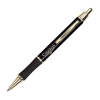 Metal click-action ballpoint pen with gold trim and real rubber grip... from...