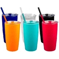 Double wall acrylic 22oz tumbler with push on lid. Matching color... from ASI...