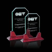 Jade color upright award with an elegant piano finished rosewood base.......