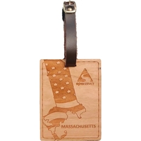 3" x 4" USA-Made Massachusetts engraved hardwood luggage tags.... from ASI...