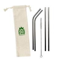 5pcs stainless steel straw set: 2 straigt, 2 bent, and a... from ASI 98766...