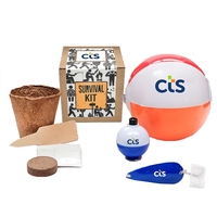 Apocalyptic Survival Kit with fishing equipment, planter with soil and...