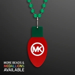 Red Bulb Medallion on Green Beads (NON-LIGHT UP)
