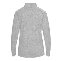 Women's 1/4 zip with double-needle hem, thumb hole in sleeves, self-fabric......