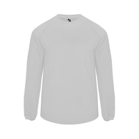 Fleece pullover with shoulder and underarm textured waffle weave panels,...