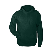 Fleece hoodie with two-ply hood with drawcord, spandex reinforced rib knit......