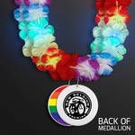 LED Rainbow Flower Lei Party Necklace with Medallion
