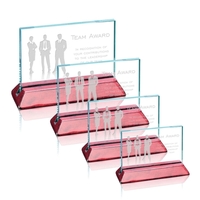 Jade glass horizontal award with rosewood base.... from ASI 84592 St Regis...