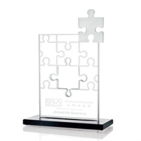 Jigsaw puzzle shape starfire waterjet cut award on ebony base.... from ASI...