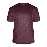 Embossed tee with self-fabric collar, embossed linear pattern over entire...